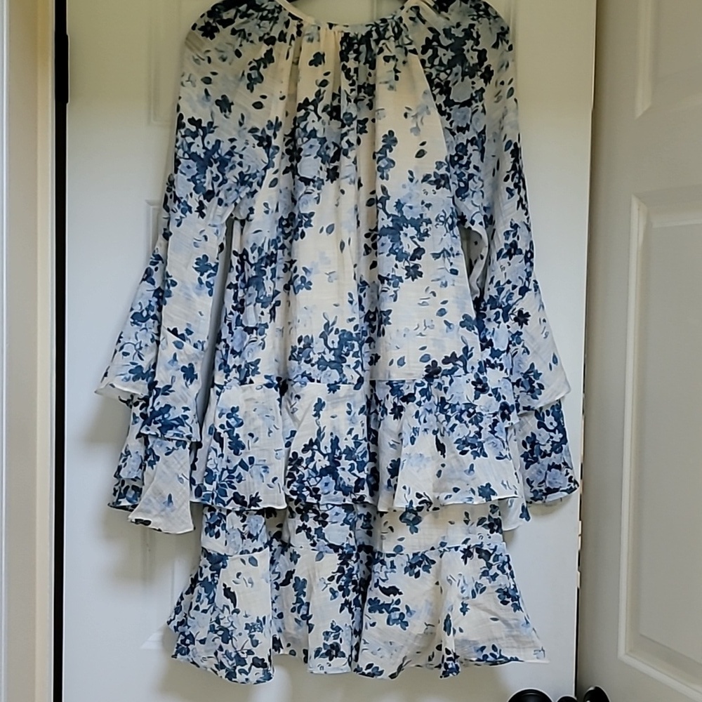 Anthropologie Maeve Long-Sleeve V-Neck Mini Swing Dress - Picture 8 of 11